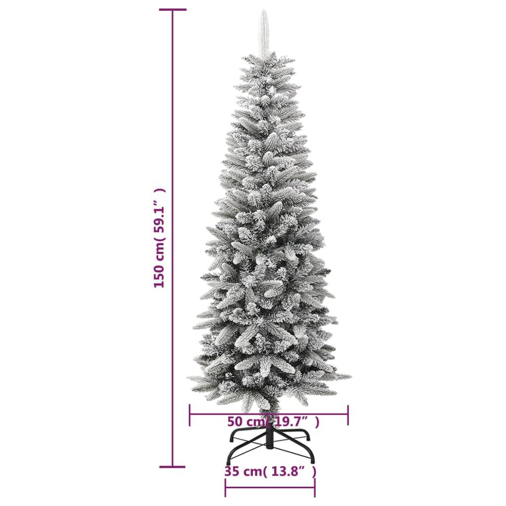 Artificial Slim Christmas Tree with Flocked Snow 5 ft PVC&PE at Set Shop and Smile