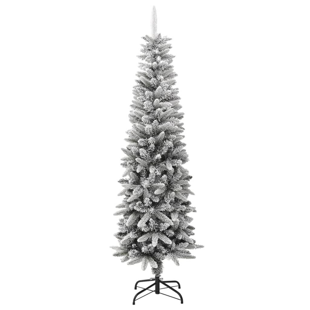 Artificial Slim Christmas Tree with Flocked Snow 6 ft PVC&PE at Set Shop and Smile