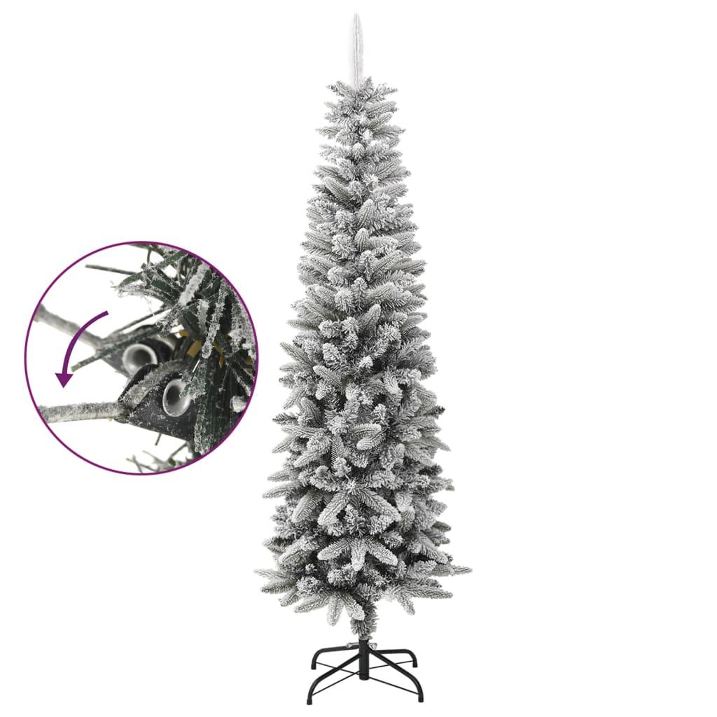 Artificial Slim Christmas Tree with Flocked Snow 6 ft PVC&PE at Set Shop and Smile