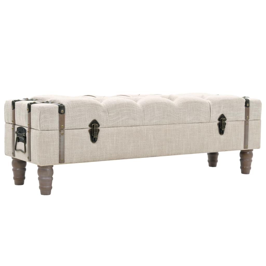 Storage Bench 43.7" Cream Solid Wood Fir&Fabric at Set Shop and Smile