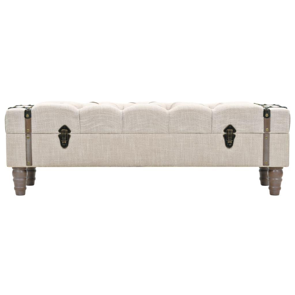 Storage Bench 43.7" Cream Solid Wood Fir&Fabric at Set Shop and Smile