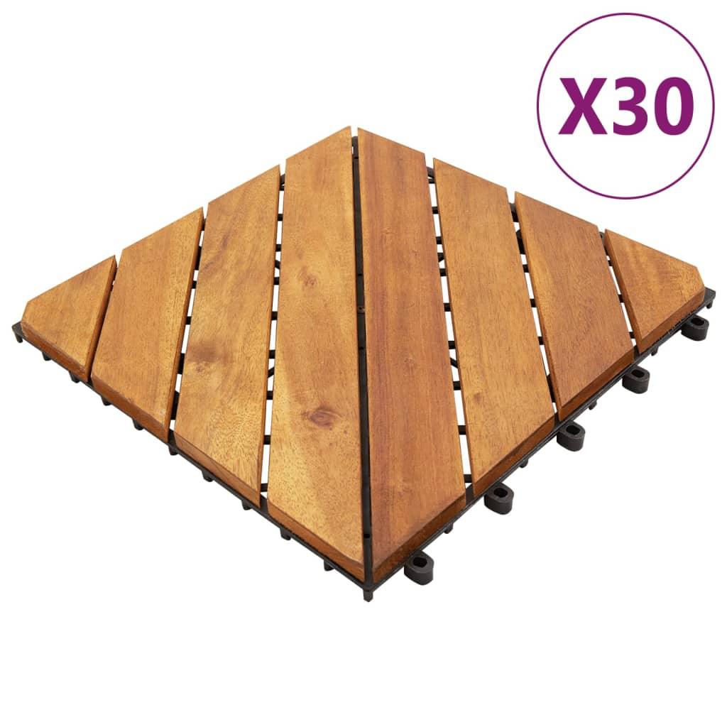 Decking Tiles 30 pcs Brown 11.8"x11.8" Solid Wood Acacia at Set Shop and Smile