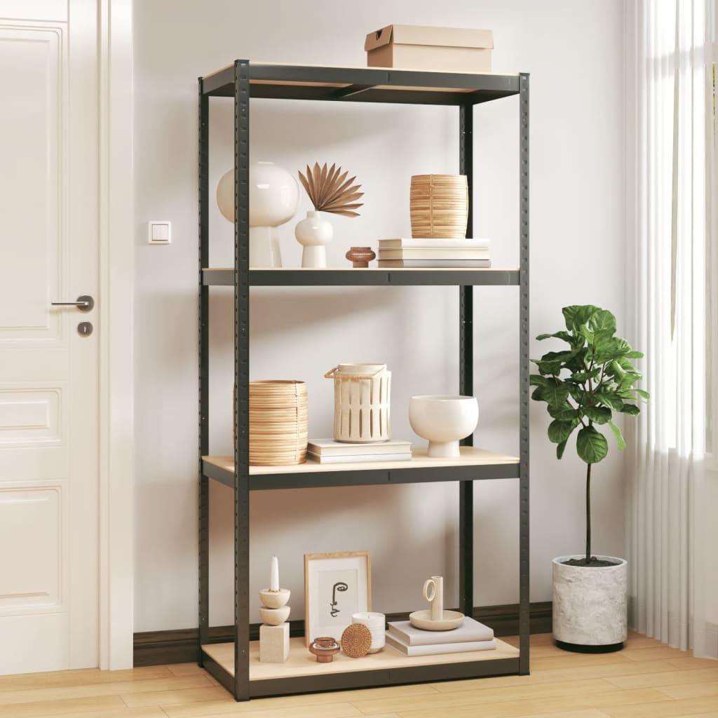 4-Layer Storage Shelf Anthracite Steel&Engineered Wood at Set Shop and Smile