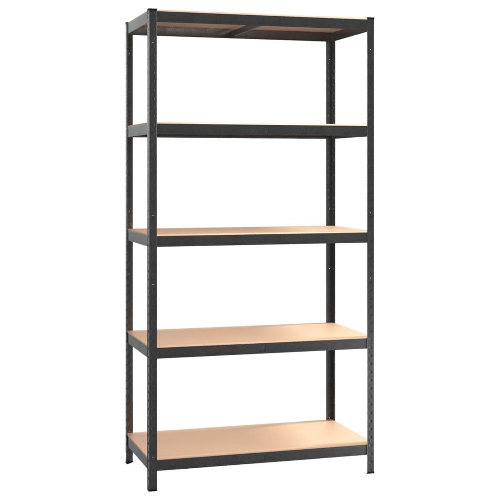 5-Layer Heavy-duty Shelf Gray Steel&Engineered Wood at Set Shop and Smile