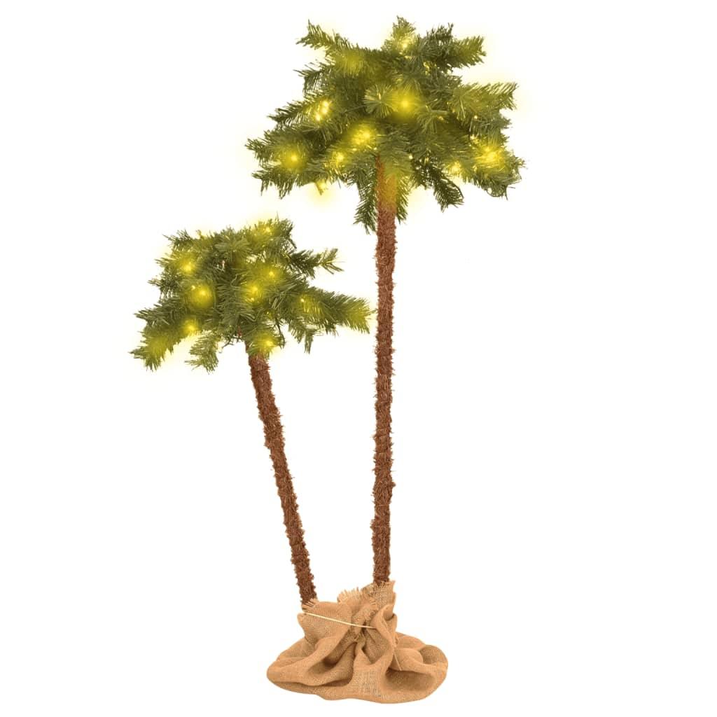 Artificial Double Palm Tree with LEDs 35.4"&59.1" at Set Shop and Smile