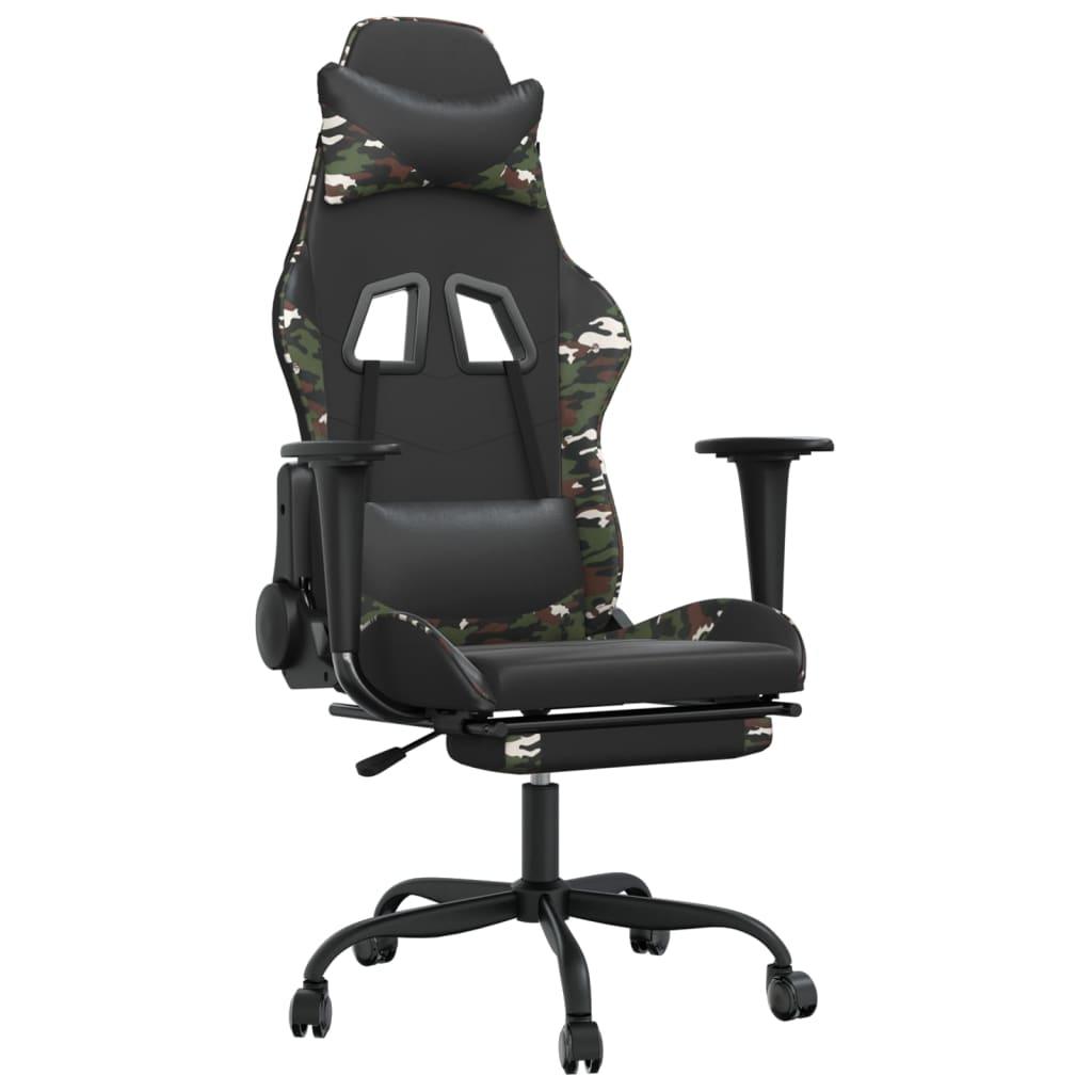 Massage Gaming Chair with Footrest Black&Camouflage Faux Leather at Set Shop and Smile