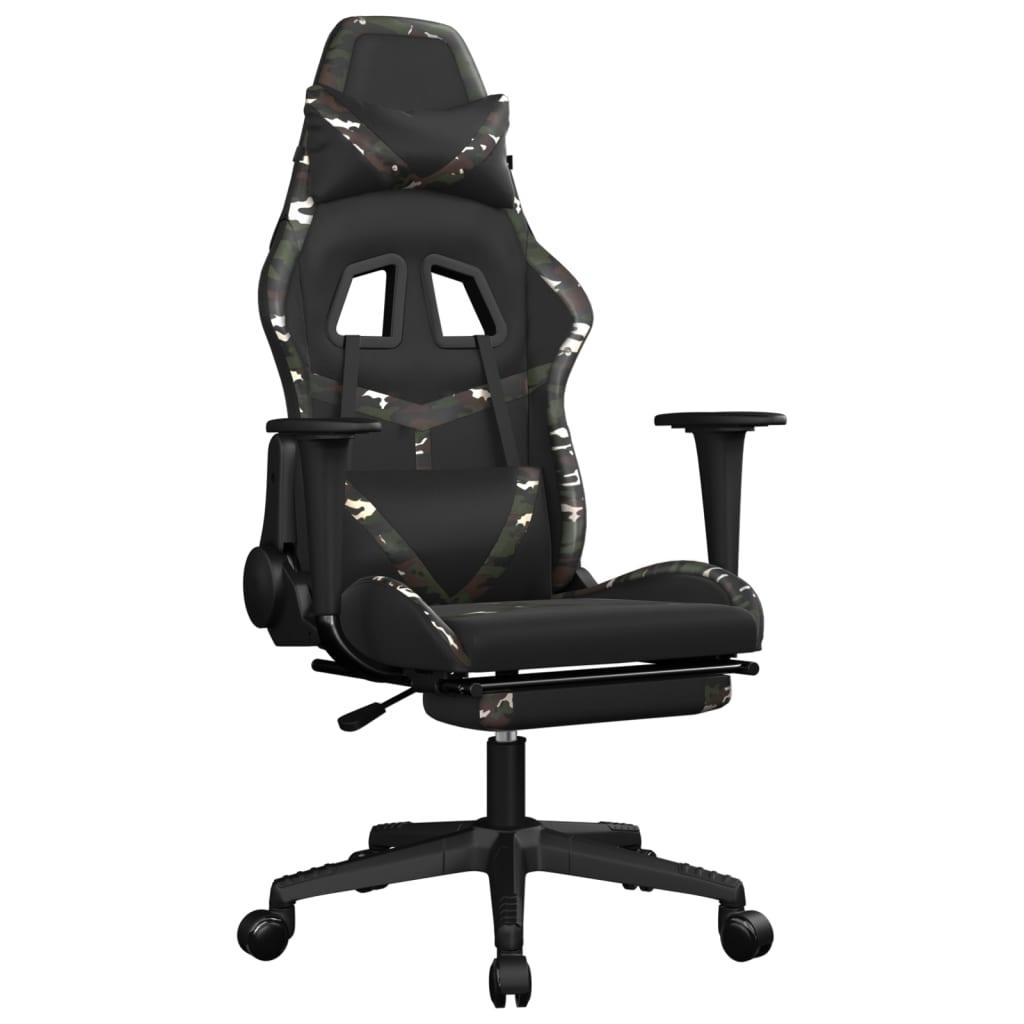 Massage Gaming Chair with Footrest Black&Camouflage Faux Leather at Set Shop and Smile