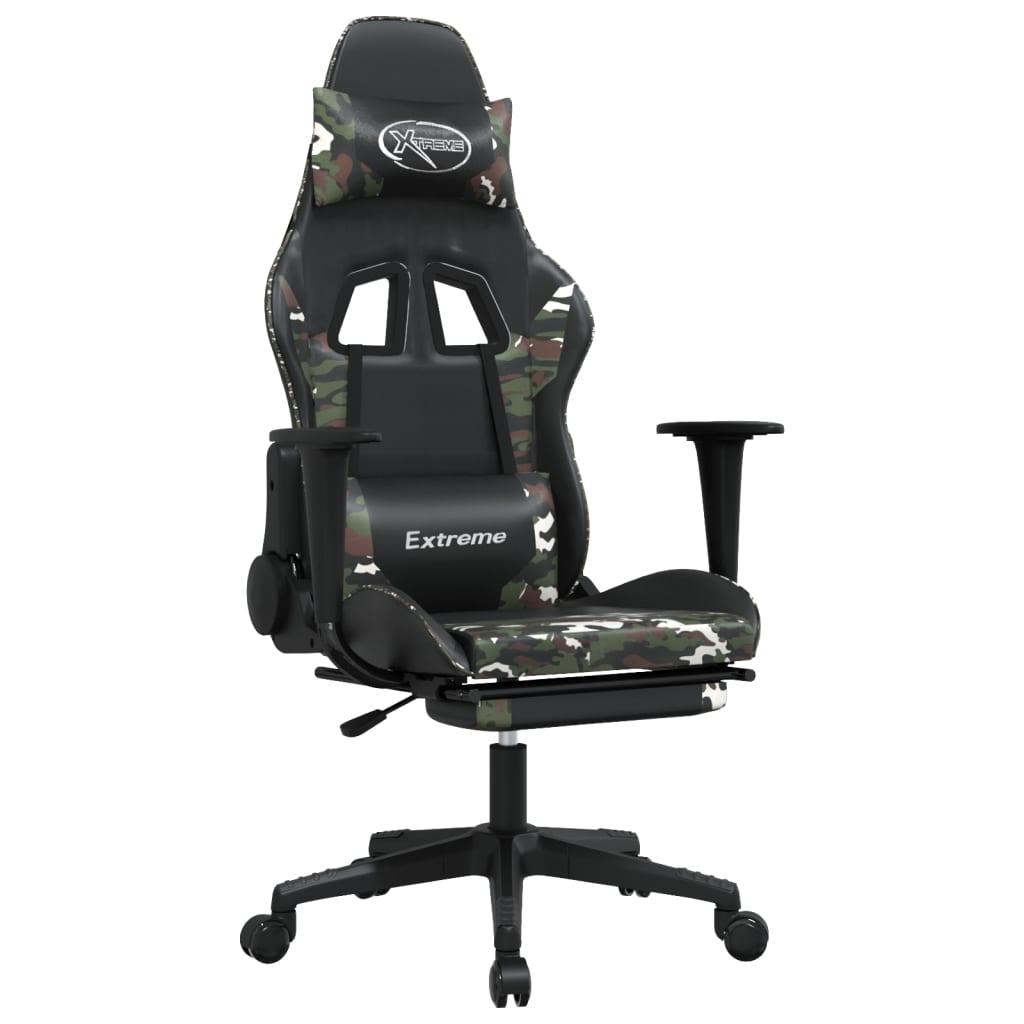 Massage Gaming Chair with Footrest Black&Camouflage Faux Leather at Set Shop and Smile