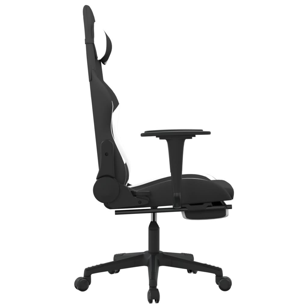 Massage Gaming Chair with Footrest Black and White Fabric at Set Shop and Smile