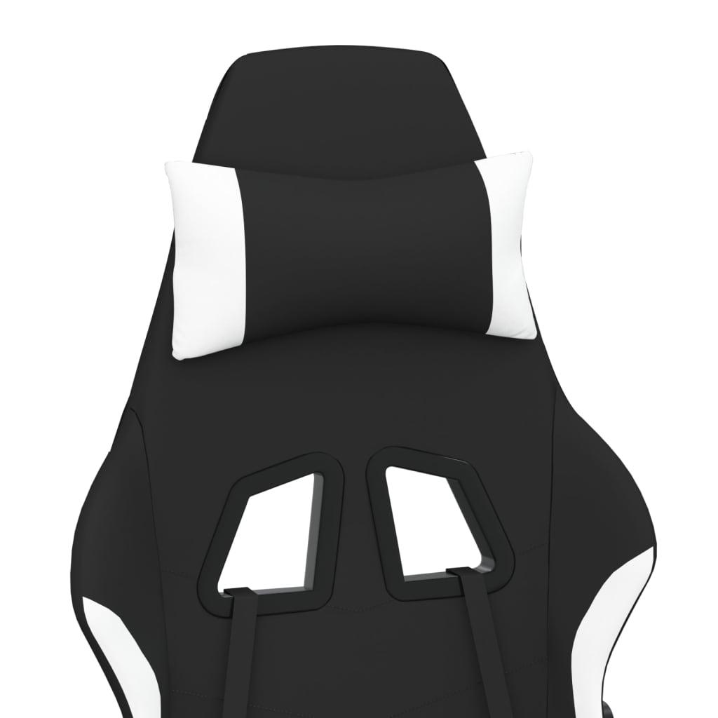 Massage Gaming Chair with Footrest Black and White Fabric at Set Shop and Smile