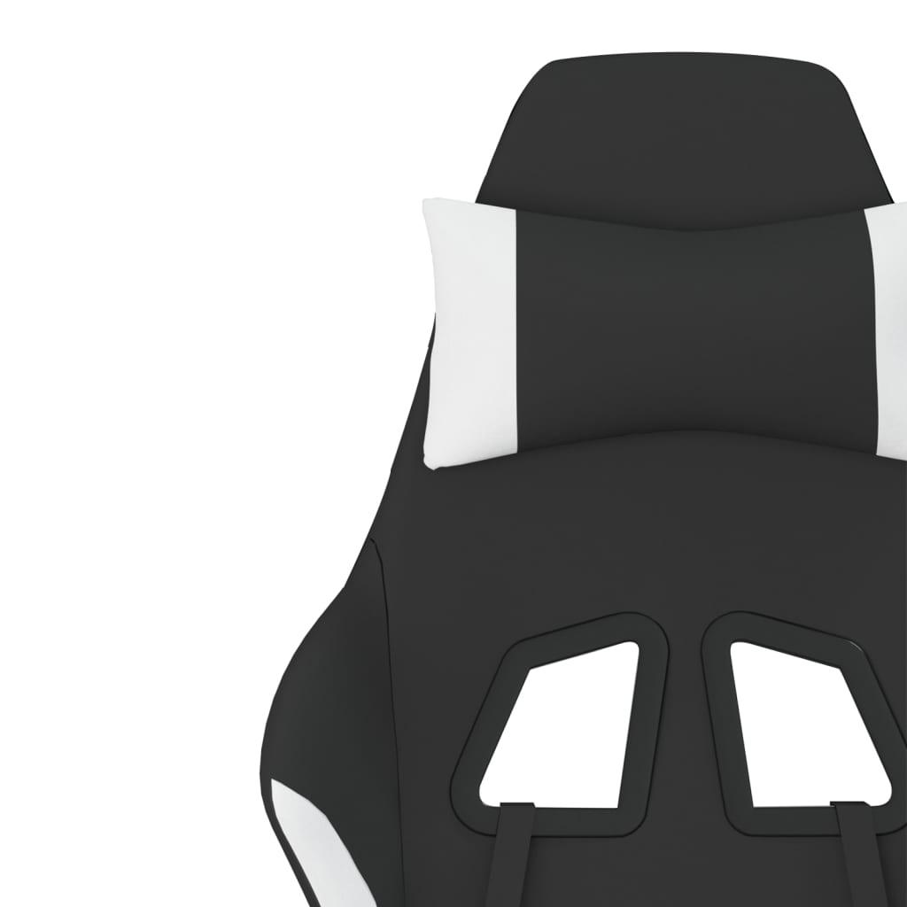 Massage Gaming Chair with Footrest Black and White Fabric at Set Shop and Smile