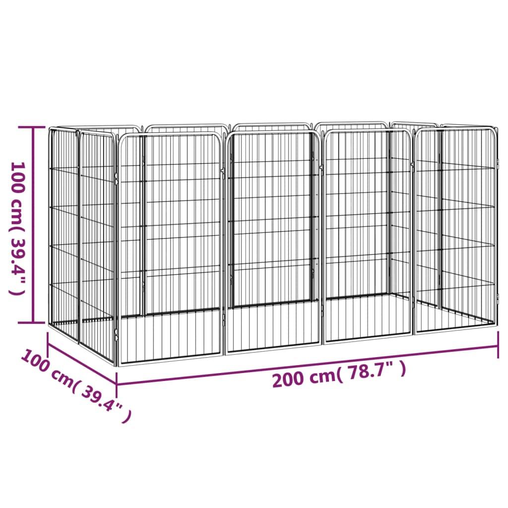 12-Panel Dog Playpen Black 19.7"x39.4" Powder-coated Steel at Set Shop and Smile