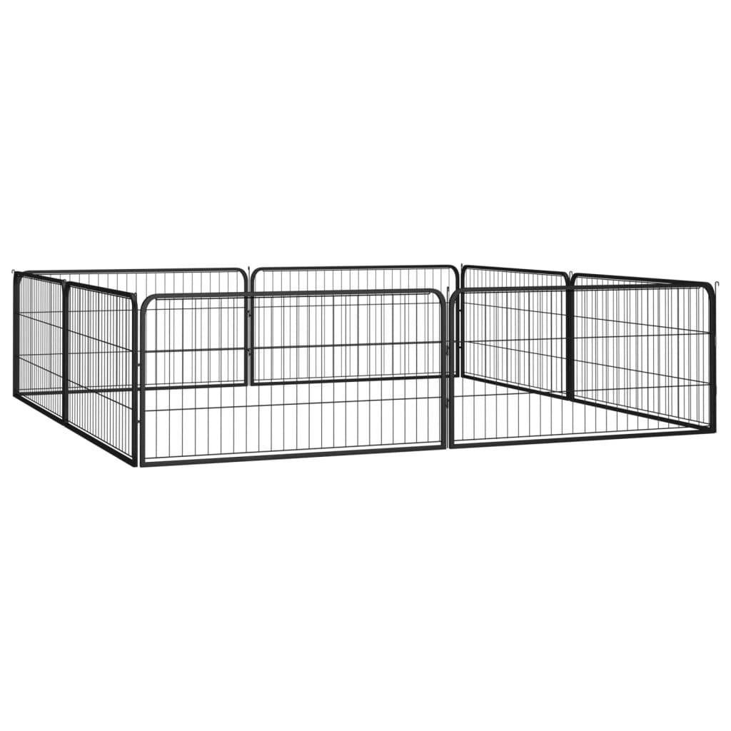 8-Panel Dog Playpen Black 39.4"x19.7" Powder-coated Steel at Set Shop and Smile