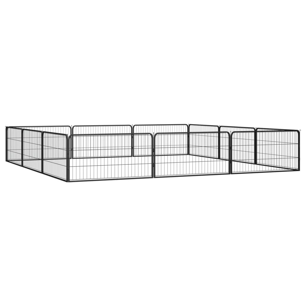 12-Panel Dog Playpen Black 39.4"x19.7" Powder-coated Steel at Set Shop and Smile