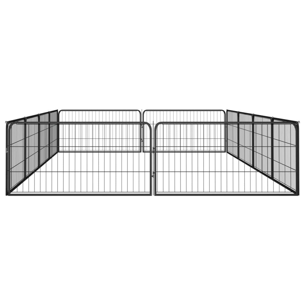 12-Panel Dog Playpen Black 39.4"x19.7" Powder-coated Steel at Set Shop and Smile