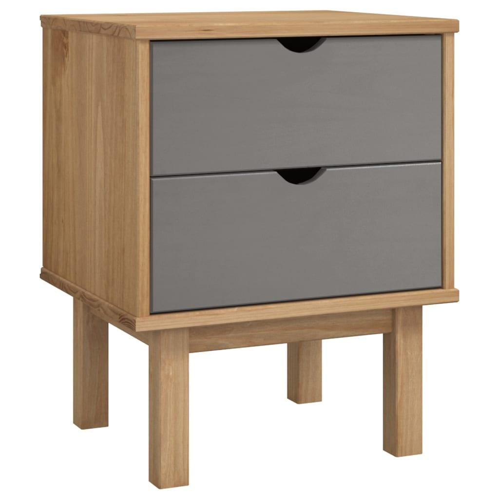 Bedside Cabinet OTTA Brown&Gray 18.1"x15.6"x22.4" Solid Wood Pine at Set Shop and Smile