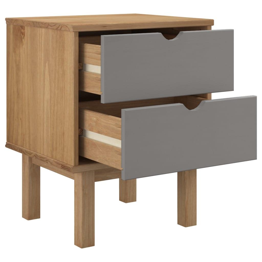 Bedside Cabinet OTTA Brown&Gray 18.1"x15.6"x22.4" Solid Wood Pine at Set Shop and Smile