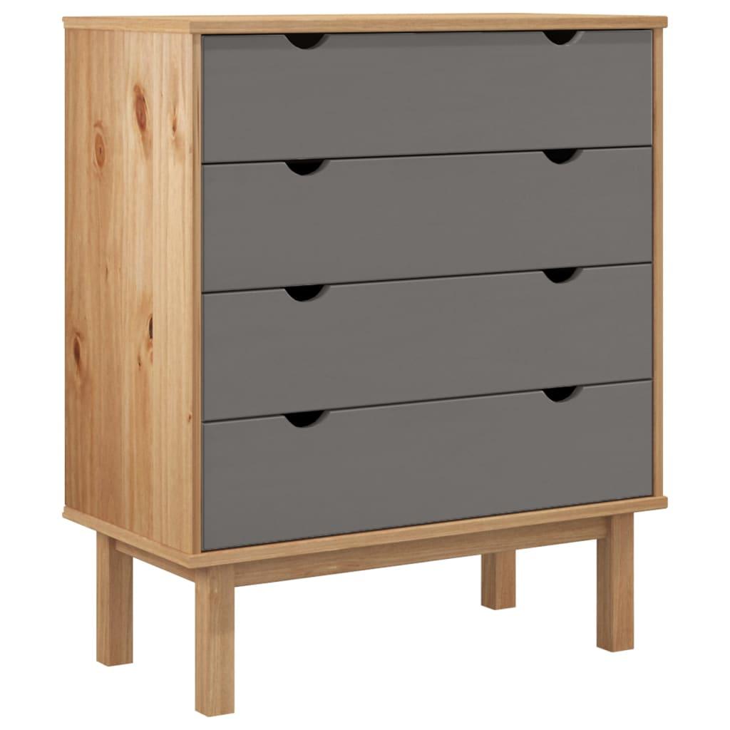 Drawer Cabinet OTTA Brown&Gray 30.1"x15.6"x35.4" Solid Wood Pine at Set Shop and Smile