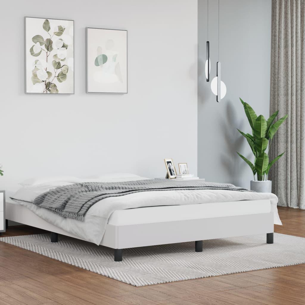 Bed Frame White 53.9"x74.8" Full Faux Leather at Set Shop and Smile
