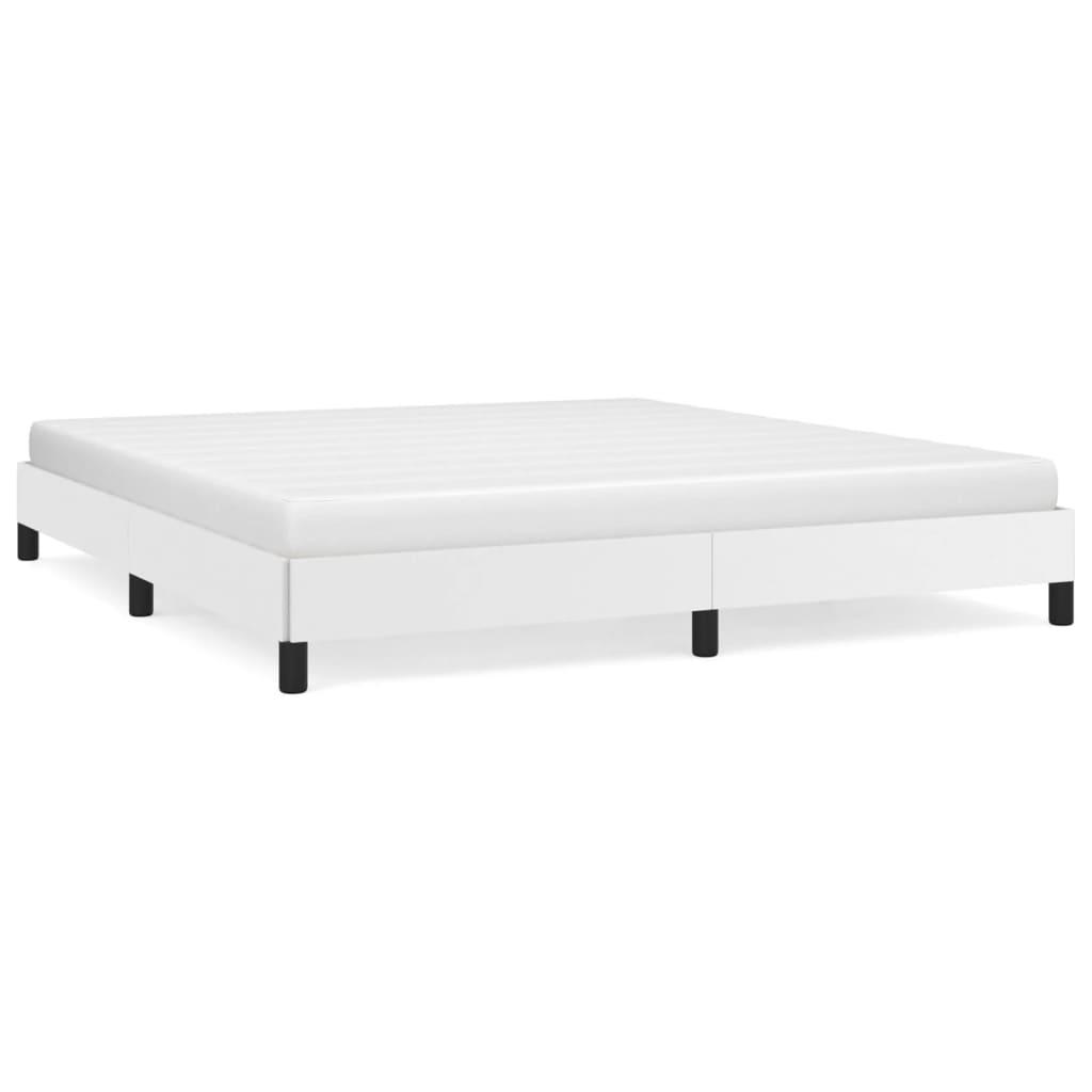 Bed Frame White 76"x79.9" King Faux Leather at Set Shop and Smile