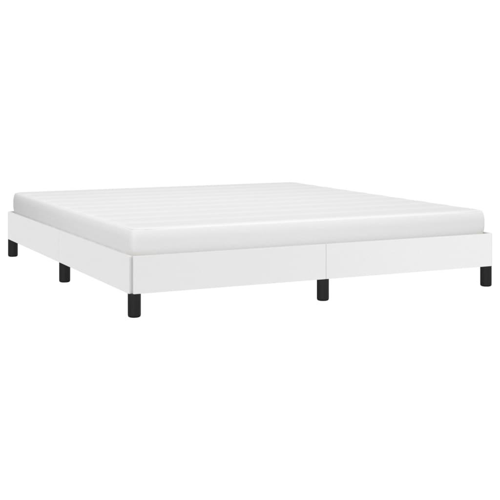 Bed Frame White 76"x79.9" King Faux Leather at Set Shop and Smile