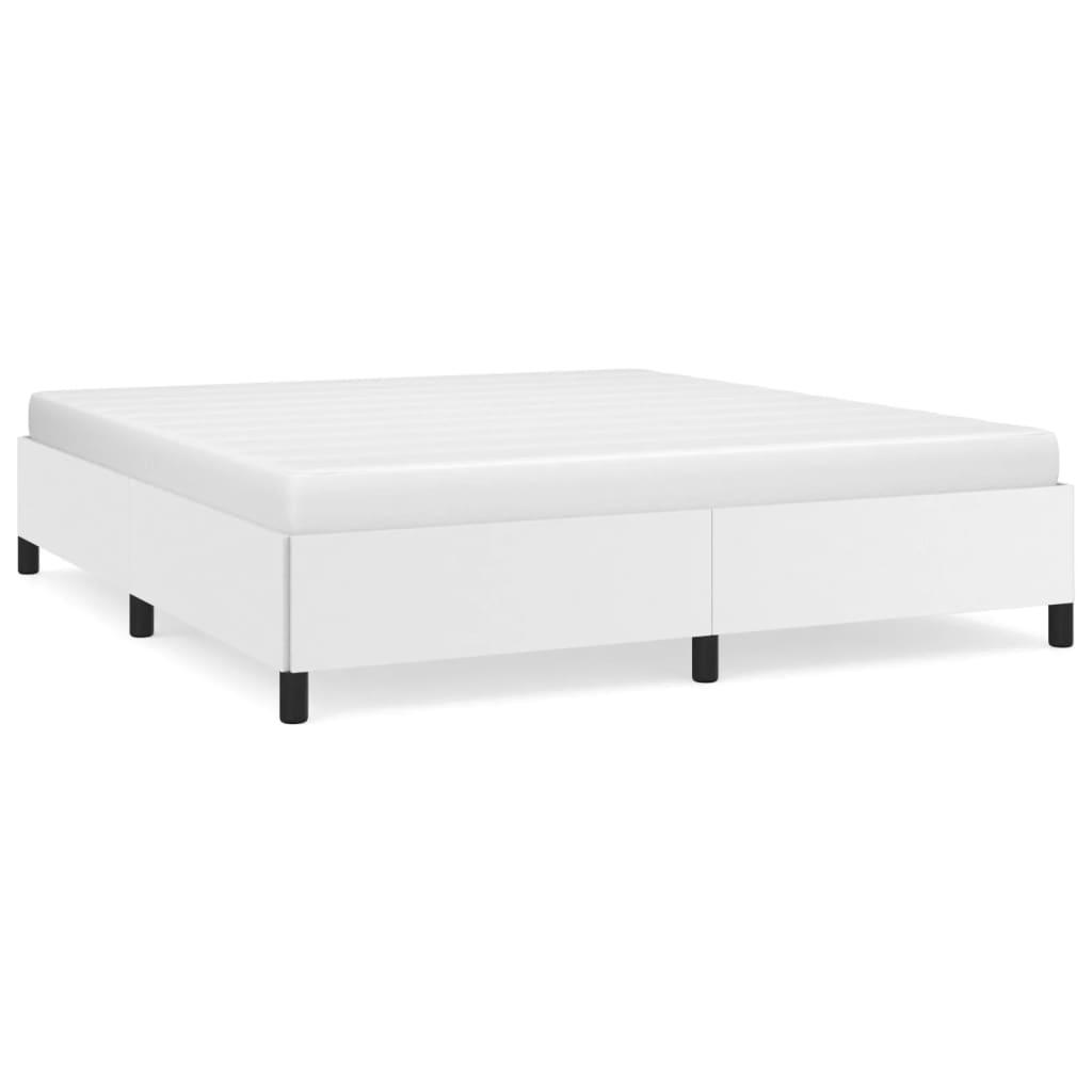 Bed Frame White 76"x79.9" King Faux Leather at Set Shop and Smile