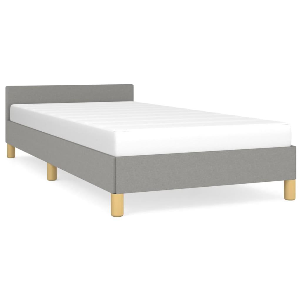 Bed Frame with Headboard Light Gray 39.4"x74.8" Twin Fabric at Set Shop and Smile