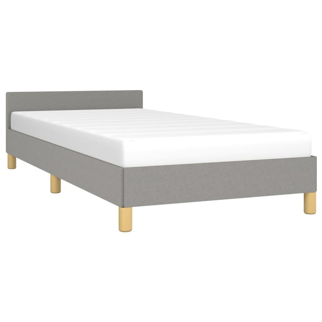 Bed Frame with Headboard Light Gray 39.4"x74.8" Twin Fabric at Set Shop and Smile