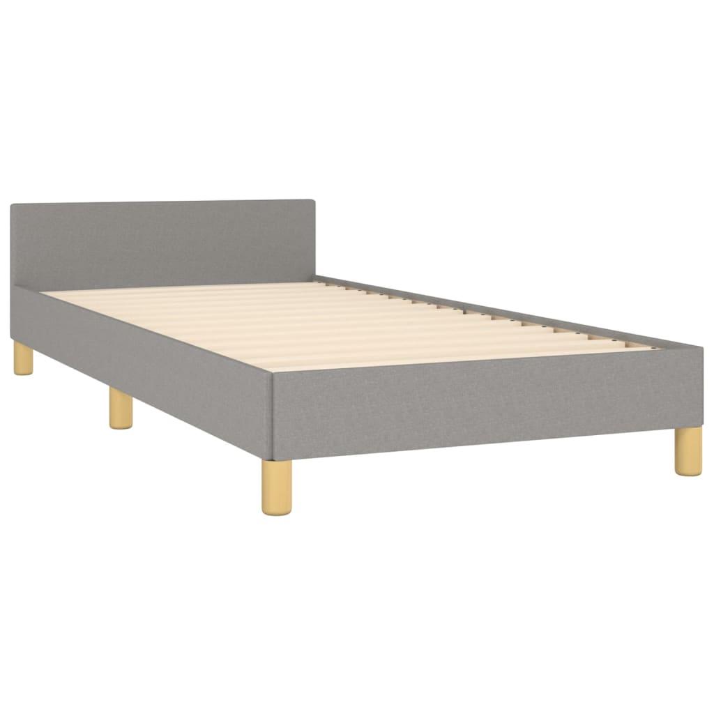 Bed Frame with Headboard Light Gray 39.4"x74.8" Twin Fabric at Set Shop and Smile
