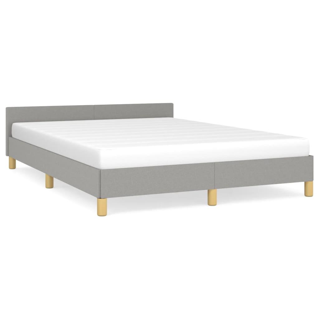 Bed Frame with Headboard Light Gray 53.9"x74.8" Full Fabric at Set Shop and Smile