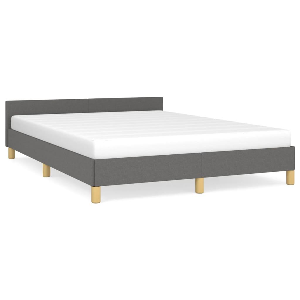 Bed Frame with Headboard Dark Gray 59.8"x79.9" Queen Fabric at Set Shop and Smile