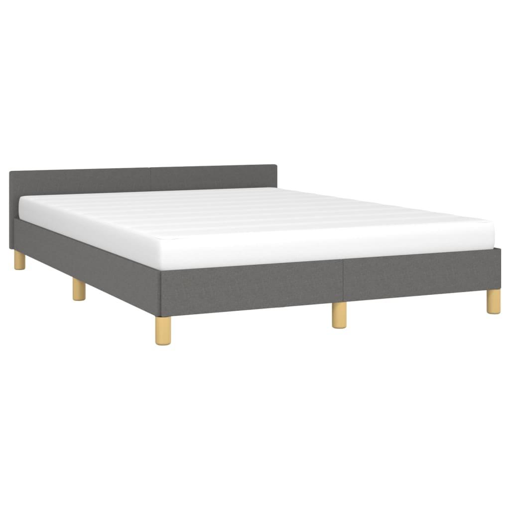 Bed Frame with Headboard Dark Gray 59.8"x79.9" Queen Fabric at Set Shop and Smile