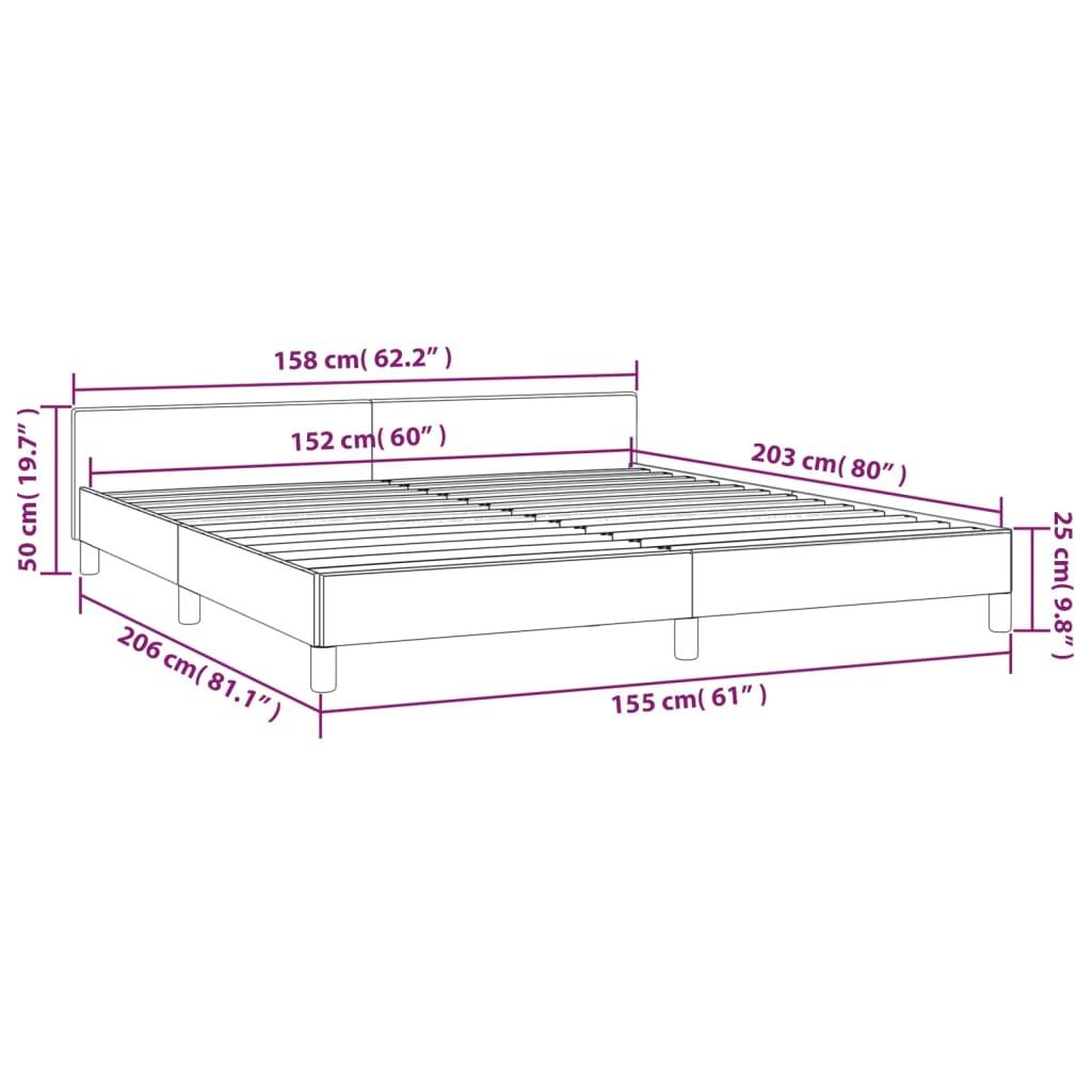 Bed Frame with Headboard Dark Gray 59.8"x79.9" Queen Fabric at Set Shop and Smile