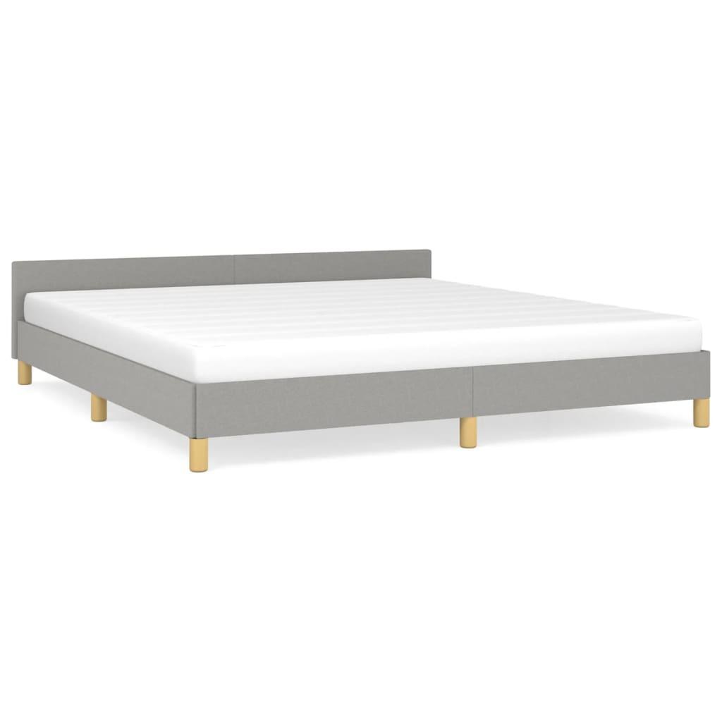 Bed Frame with Headboard Light Gray 76"x79.9" King Fabric at Set Shop and Smile