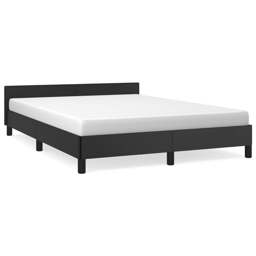 Bed Frame with Headboard Black 53.9"x74.8" Full Faux Leather at Set Shop and Smile