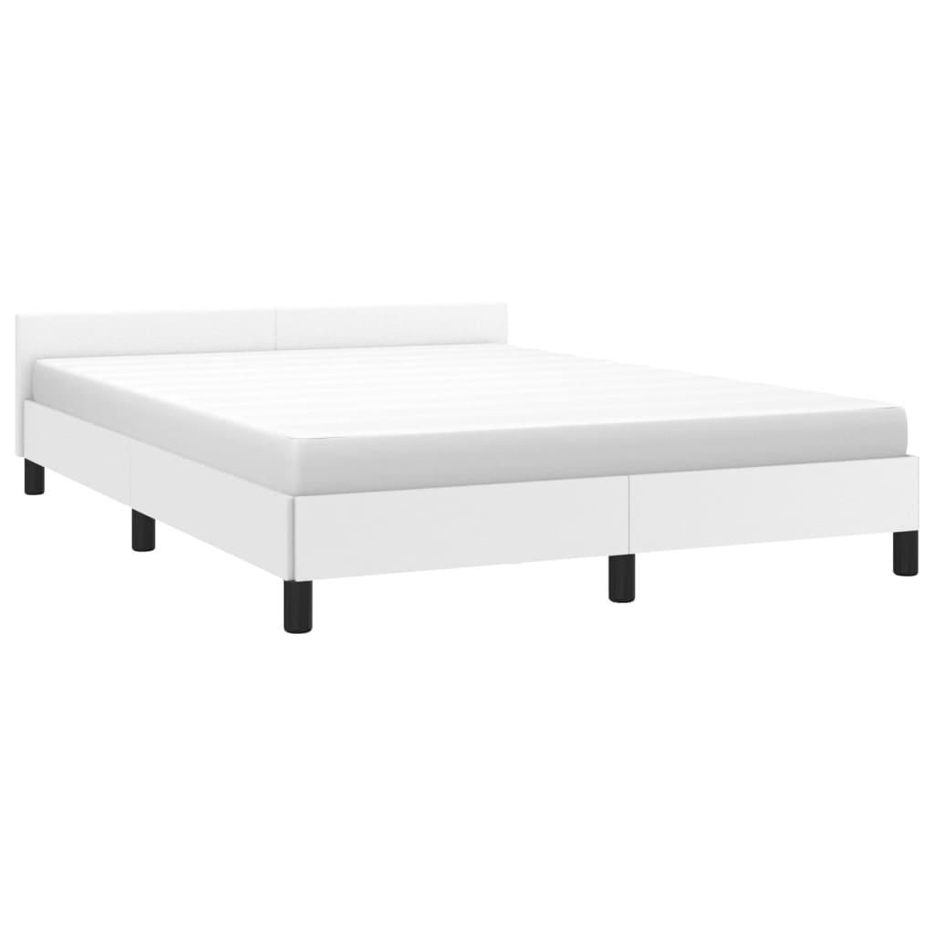 Bed Frame with Headboard White 53.9"x74.8" Full Faux Leather at Set Shop and Smile