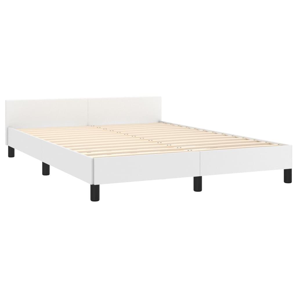 Bed Frame with Headboard White 53.9"x74.8" Full Faux Leather at Set Shop and Smile