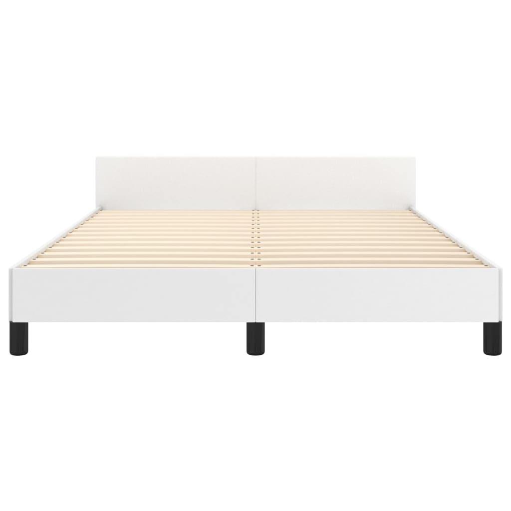 Bed Frame with Headboard White 53.9"x74.8" Full Faux Leather at Set Shop and Smile