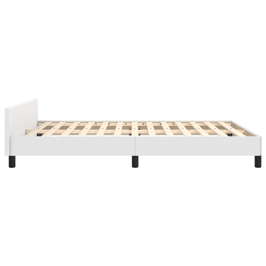 Bed Frame with Headboard White 53.9"x74.8" Full Faux Leather at Set Shop and Smile