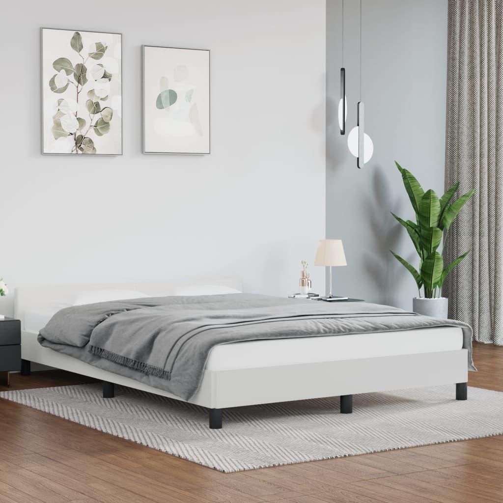 Bed Frame with Headboard White 59.8"x79.9" Queen Faux Leather at Set Shop and Smile