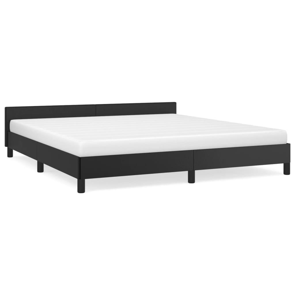 Bed Frame with Headboard Black 76"x79.9" King Faux Leather at Set Shop and Smile