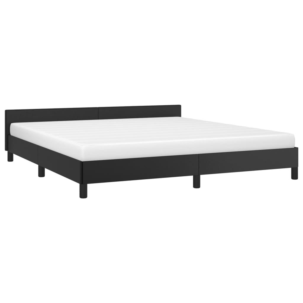 Bed Frame with Headboard Black 76"x79.9" King Faux Leather at Set Shop and Smile