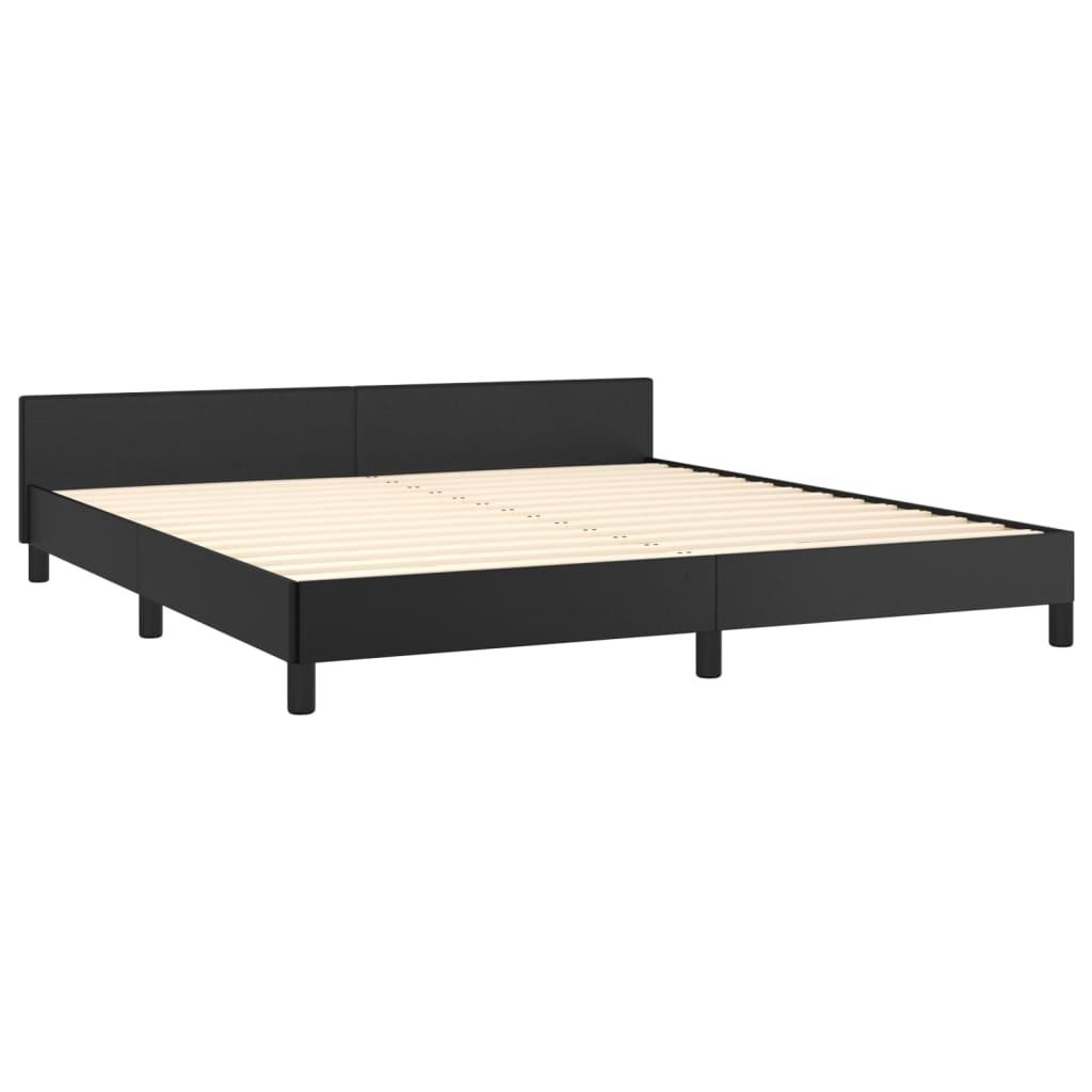Bed Frame with Headboard Black 76"x79.9" King Faux Leather at Set Shop and Smile
