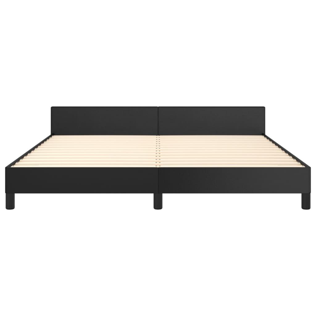 Bed Frame with Headboard Black 76"x79.9" King Faux Leather at Set Shop and Smile