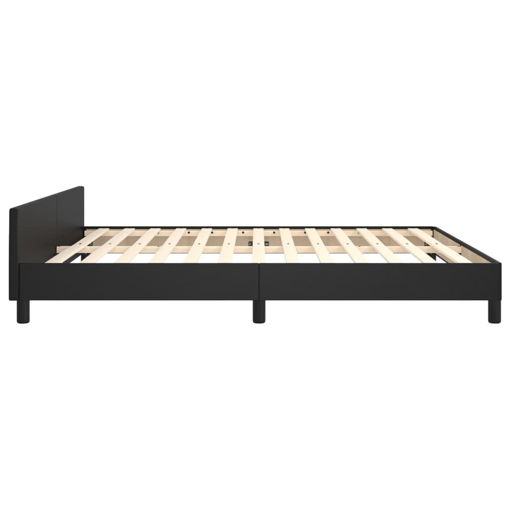 Bed Frame with Headboard Black 76"x79.9" King Faux Leather at Set Shop and Smile