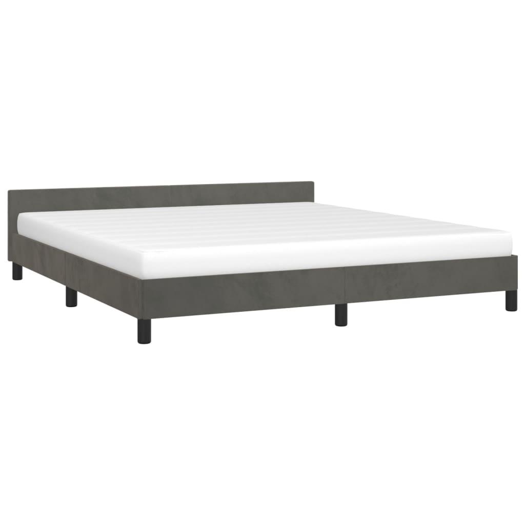 Bed Frame with Headboard Dark Gray 72"x83.9" California King Velvet at Set Shop and Smile