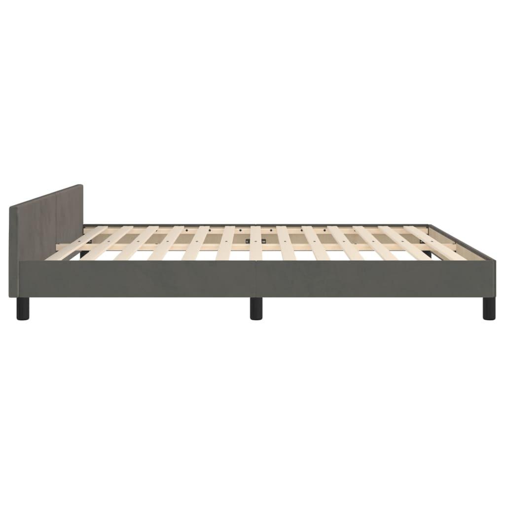 Bed Frame with Headboard Dark Gray 72"x83.9" California King Velvet at Set Shop and Smile