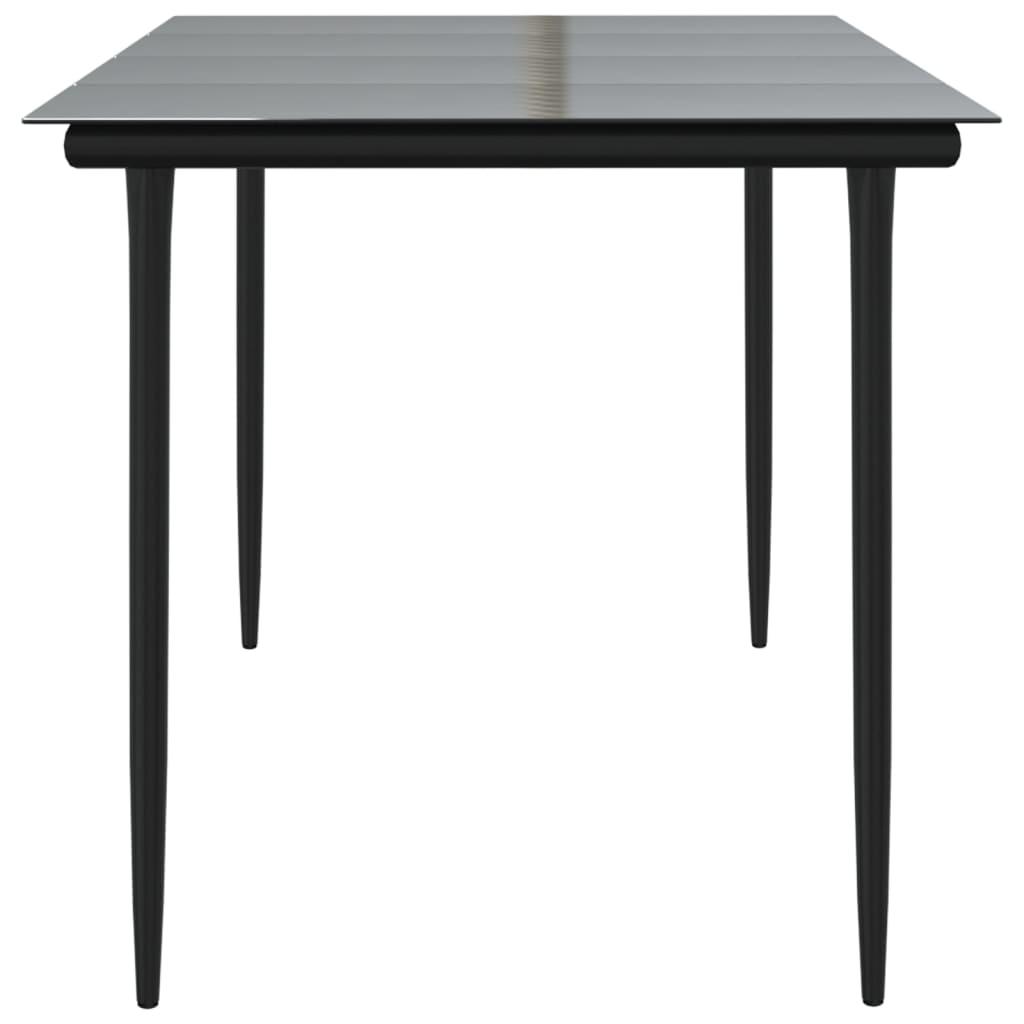 Patio Dining Table Black 63"x31.5"x29.1" Steel and Tempered Glass at Set Shop and Smile