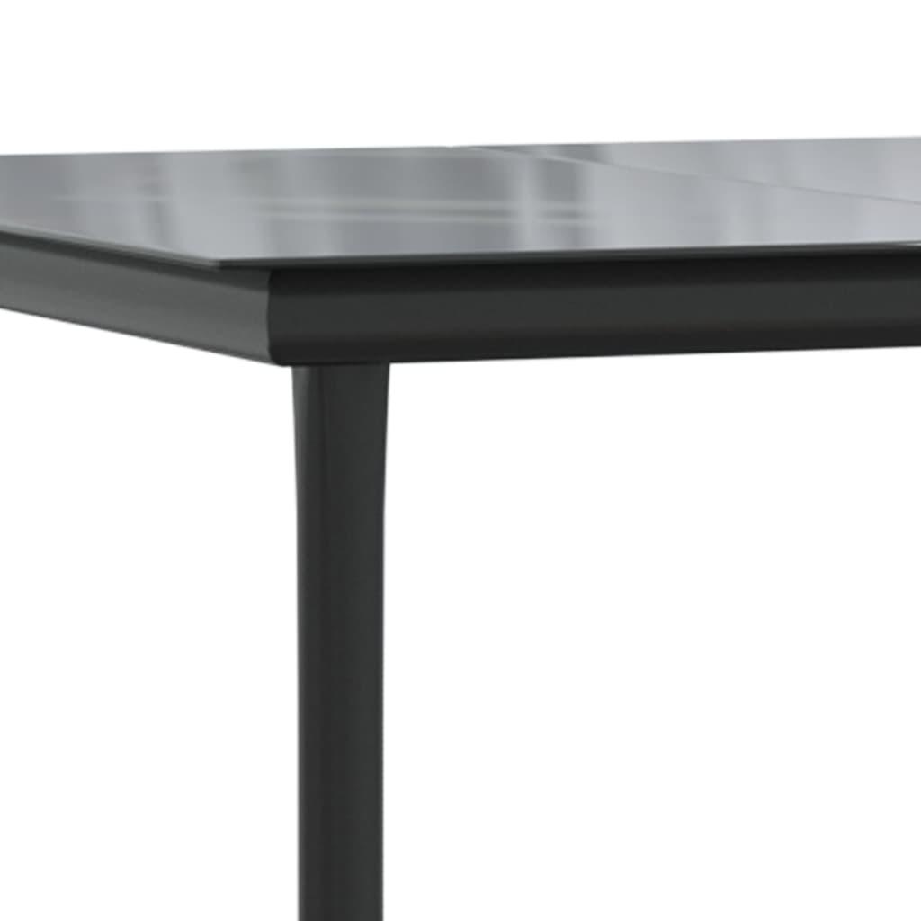 Patio Dining Table Black 63"x31.5"x29.1" Steel and Tempered Glass at Set Shop and Smile