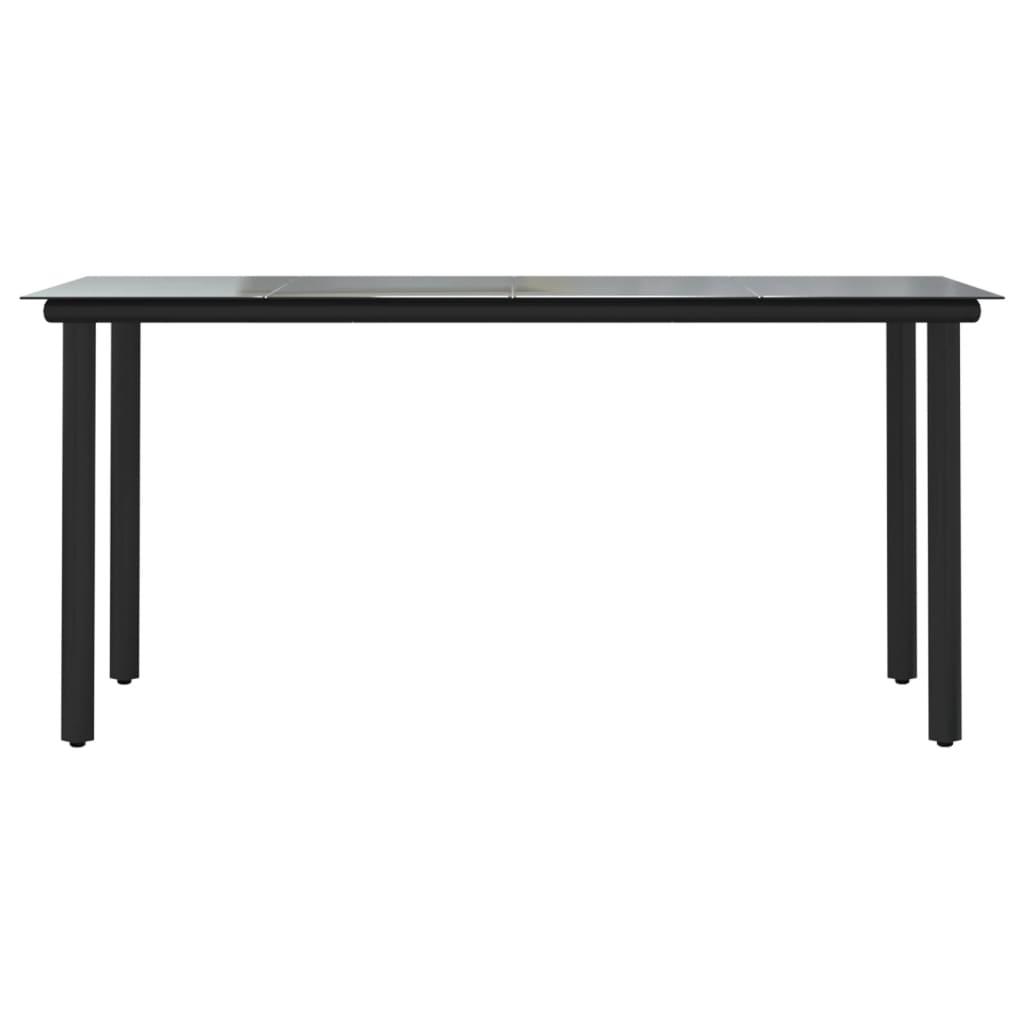 Patio Dining Table Black 63"x31.5"x29.1" Steel and Tempered Glass at Set Shop and Smile